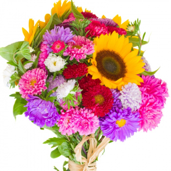 Букет из астр и подсолнухов "Июль"